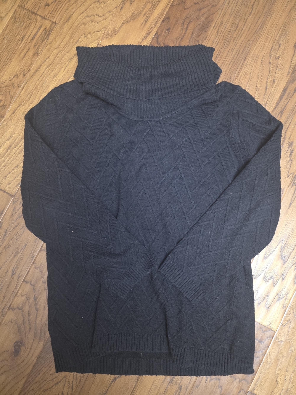 Calvin Klein Black Turtleneck Textured Knit Sweater - Womens